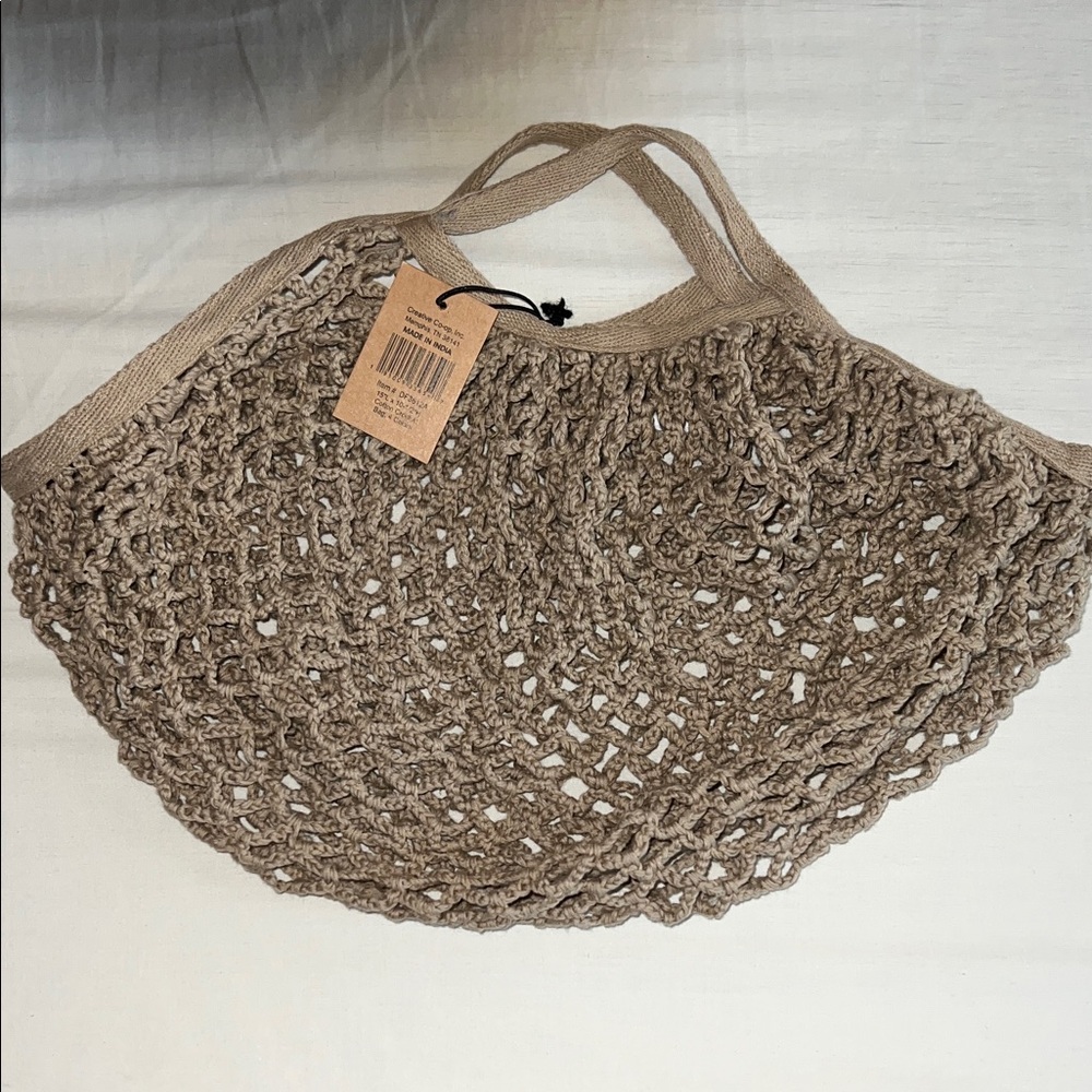 Beige Woven Tote Bag